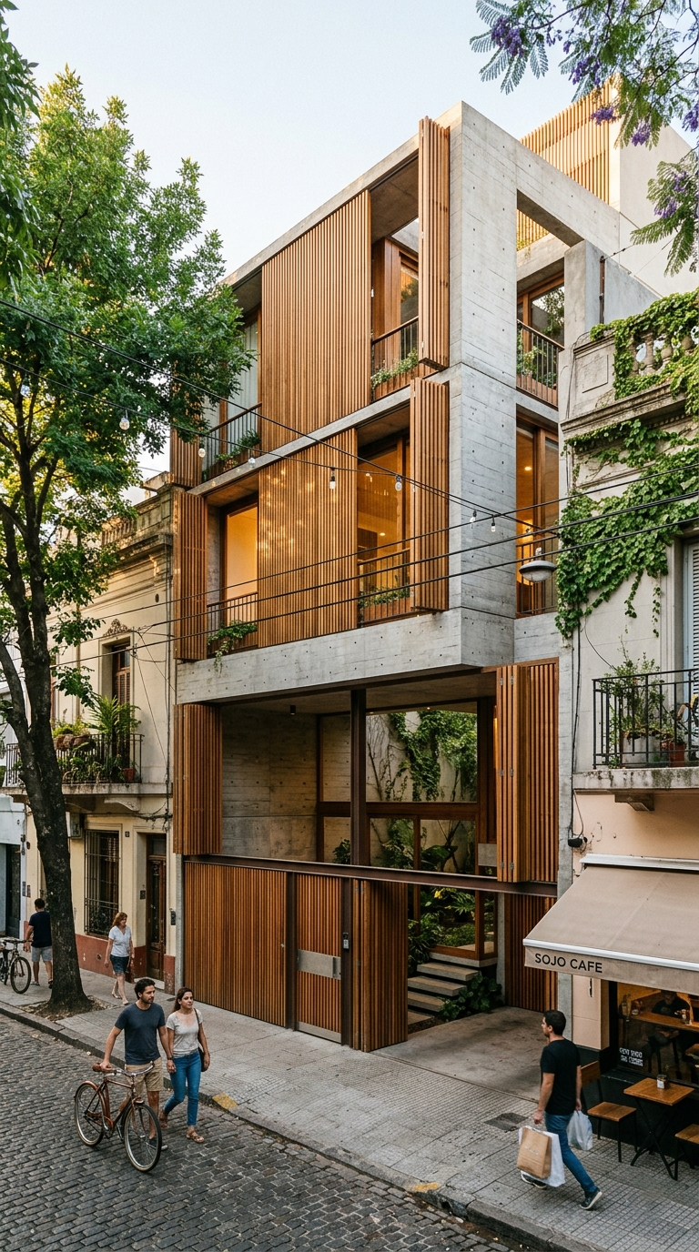 casa de 2 plantas de madera y hormigón